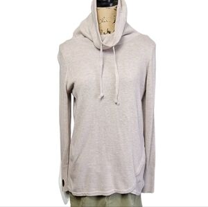 Drawstring Funnel Neck Long Sweater w Thumbholes sz L